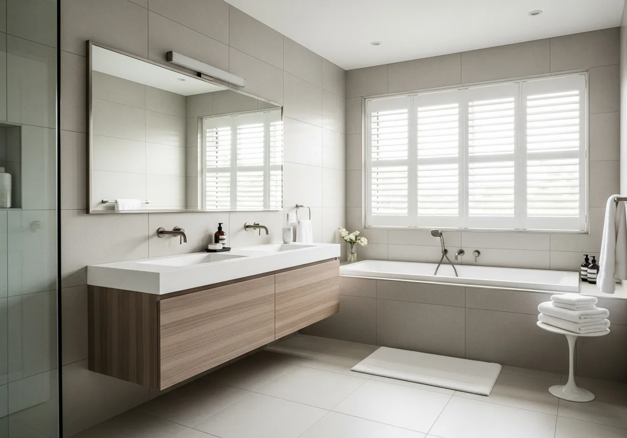 Bathroom plantation shutters