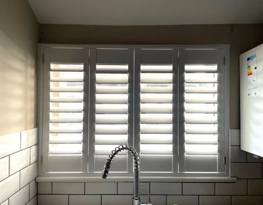 Kitchen plantation shutters